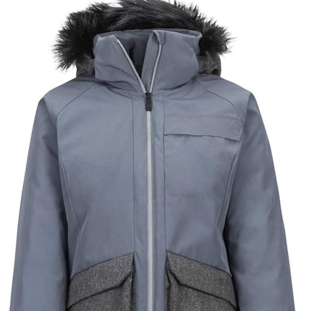 Marmot 800 Fill Down Winter Coat w/ detachable Hood & Fur Trim - Women's Small